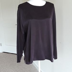 Aubergine colored 100% silk long sleeve blouse.